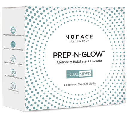 NuFACE PREP-N-GLOW Cleanse & Exfoliation Cloths, 20-Count