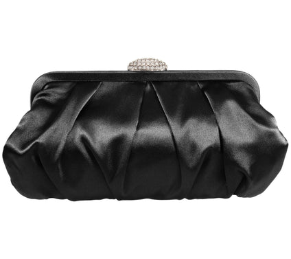 Nina Pleated Frame Clutch with Pave Clasp - Concord