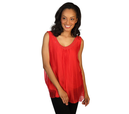 skinnytees Missy Sleeveless Silk & Sequin Blouse