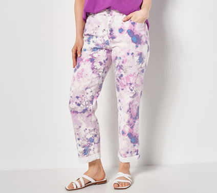 LOGO by Lori Goldstein Petite Tie-Dye Boyfriend Jeans