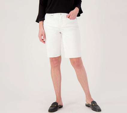 NYDJ Boyfriend Shorts w/ Frayed Hems- Optic White