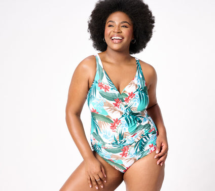 Jantzen Draped Surplice Mailot One-Piece Swimsuit