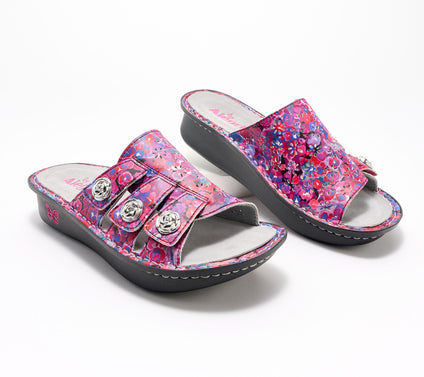 Alegria Leather Adjustable Slide Sandals - Julee