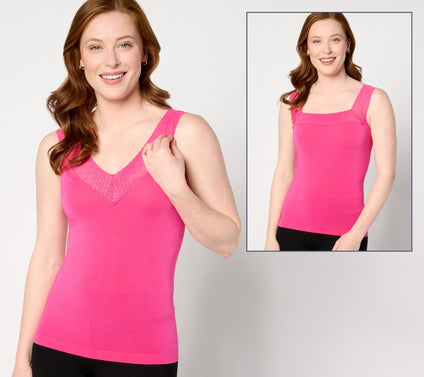 Breezies Comfort Breeze Reversible Seamless Tank w/Lace Neckline