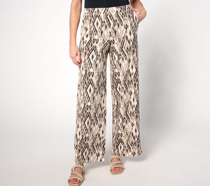 Denim & Co. Beach Jersey Tall Wide Leg Pant with Slits