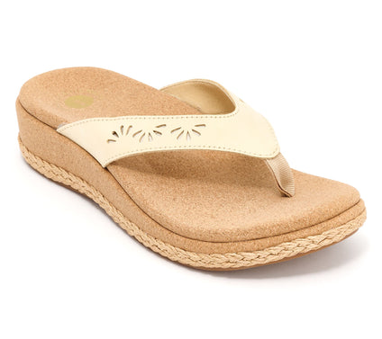 Revitalign Orthotic Leather Wedge Thong Sandals - Kate