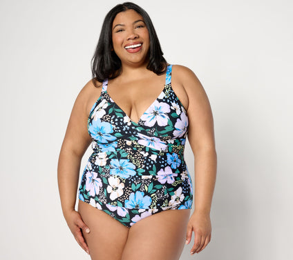 Jantzen Wrap Neck One-Piece with Adjustable Straps