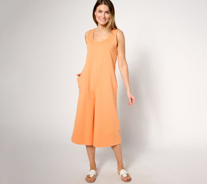 AnyBody Lounge Petite Beach Wash French Terry Crop Jumpsuit