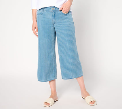 NYDJ High Rise Brigitte Wide Leg Capri - Light Marine