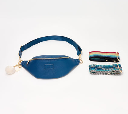Pom Pom London Leather Bum Bag with Fashion Straps
