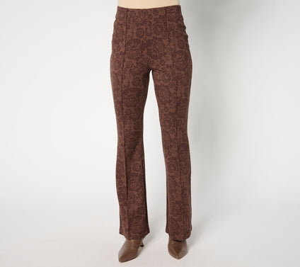 Peace Love World Regular Printed Lace Flare Ponte Pants