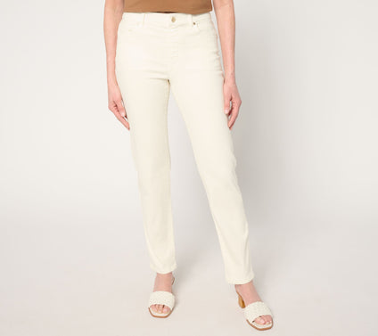 Women with Control Contour Curves Petite Ivory Wash Denim Pants