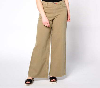 Peace Love World Petite Wide Leg Linen Denim Pants