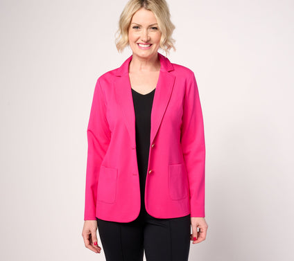 Tailored by Susan Graver Petite Sleek Ponte Blazer