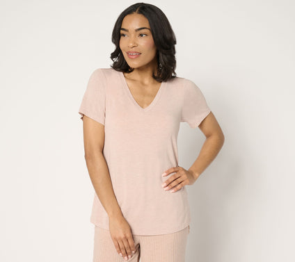 Modern Soul x Anybody Jersey Short Sleeve V-Neck Top with Support System