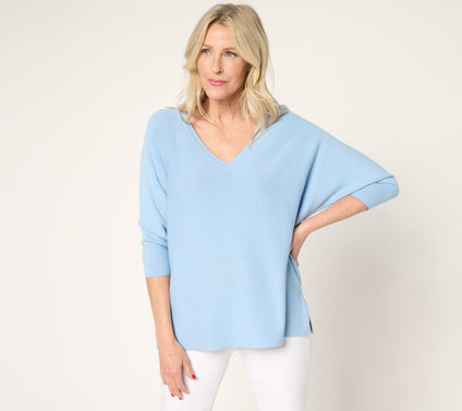 Carla Rockmore Collection V-Neck Dolman-Sleeve Sweater
