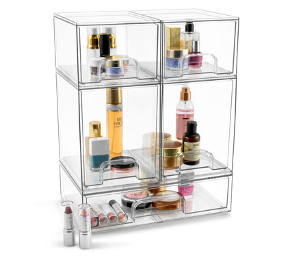 Sorbus 5 Pk Acrylic Storage Containers with Pull-Out Drawers