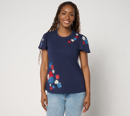 Driftwood Jeans Relaxed Flutter Tee - Floral Flag