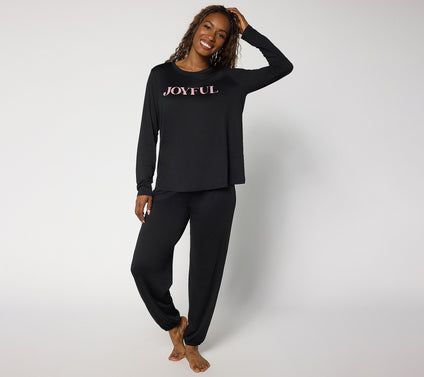 AnyBody Tall Lush Jersey Message Top and Joggers Set