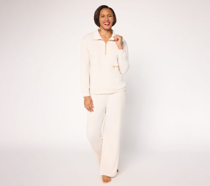 MUK LUKS Tall French Terry Quarter Zip and Pant Lounge Set