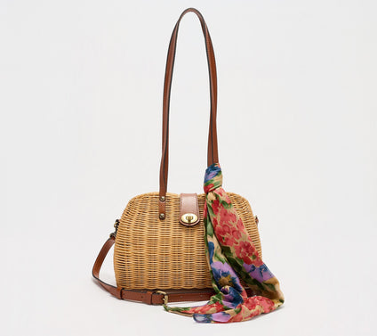 Patricia Nash Isere Wicker Satchel with Scarf
