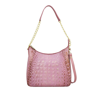 Anuschka Painted Leather Zip-Top ShoulderHobo Bag