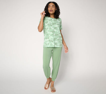 Anybody Regular Cozy Knit Printed Tee & Jogger Set