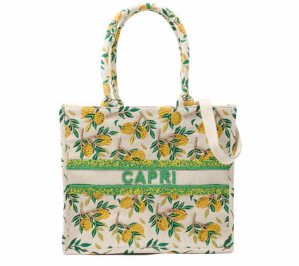 America & Beyond Beaded Brocade Destination Book Tote
