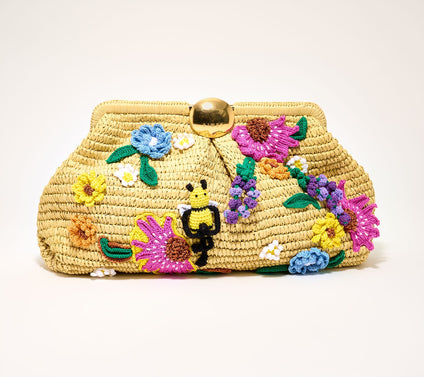 "As Is" Aimee Kestenberg Oversized Embroidered Raffia Clutch