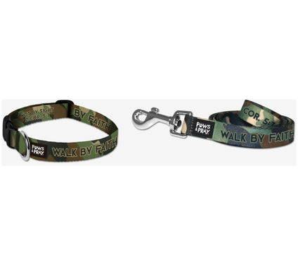 Paws & Pray Pet Collar and Leash Bundle - LG/XL