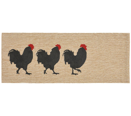 Lush Decor Frontporch Roosters In-Out Rug Neutal 24" x 60"