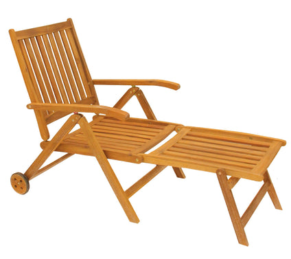Northlight 55" Brown Acacia Wood Chaise Lounge Chair