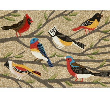 Lush Decor Fro ntporch Birds I n-Out Rug Multi 20inX30in