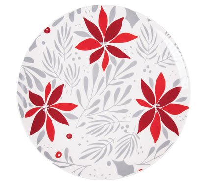 12.5" Poinsettia Christmas Round Platter by Valerie