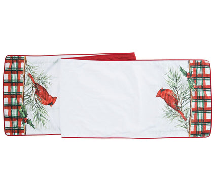 13" x 72" Woodland Cardinal Plaid Table Runner by Valerie