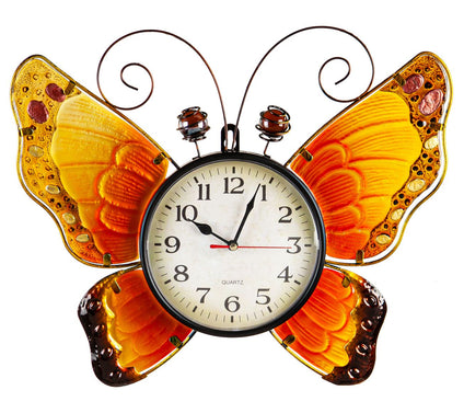 Evergreen Metal and Glass Shaped Wall Clock, Butterfly
