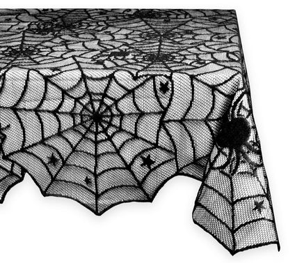 Design Imports Black Spiderweb Lace Tablecloth54" x 72"