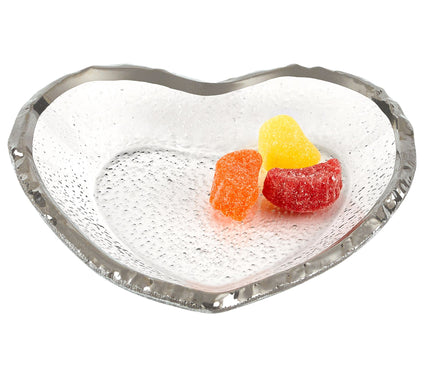 Badash Crystal Silver Edge Glass Heart Plate