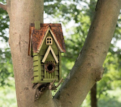 Glitzhome Hand Painted EZ Clean Lawn Garden Wood Birdhouse