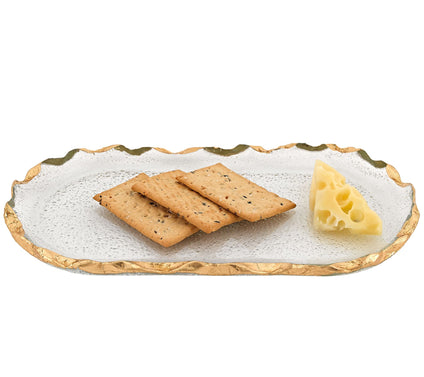 Badash Hand-Decorated Gold Leaf Chiseled 8" x 14" Platter