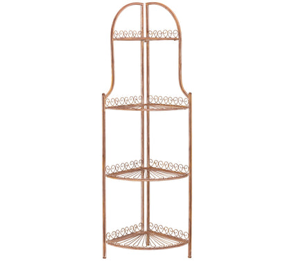 Abarrane Wrought Iron 4-Tier Outdoor Corner Shef by Safavieh