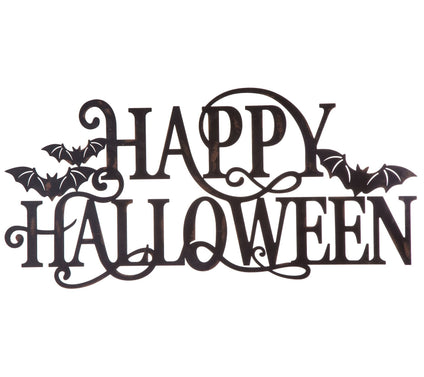 Glitzhome Indoor Outdoor "Happy Halloween" Hanging Wall Sign