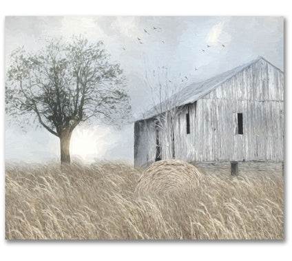 Courtside Market White Barn 16x20 Canvas Wall Art
