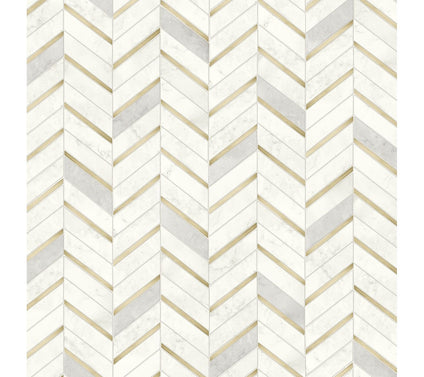 NextWall Chevron Marble Tile Peel and Stick Wallpaper Roll