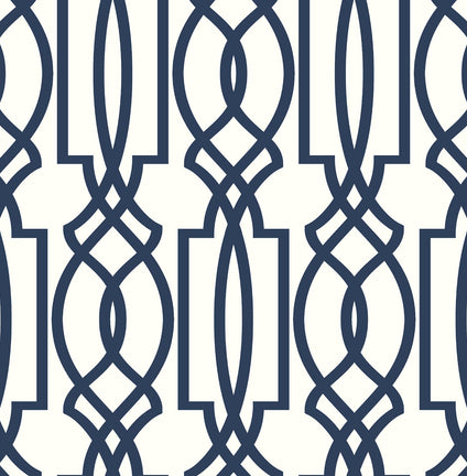NextWall Navy Deco Lattice Peel and Stick Wallpaper Roll