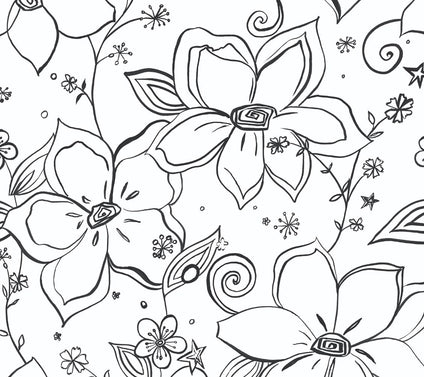 NextWall Linework Floral Peel and Stick Wallpaper Roll