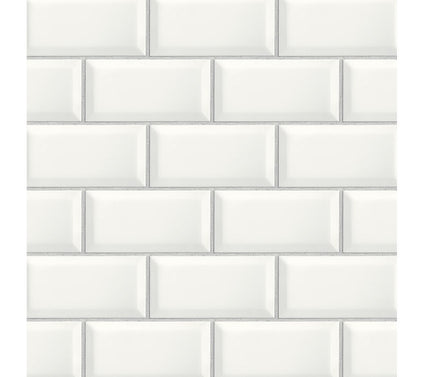 NextWall Faux Large Subway Tile Peel and StickWallpaper Roll