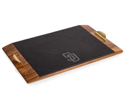 Toscana MLB Cov ina Acacia and Slate Serving T ray