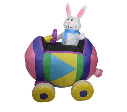 Northlight 4' Inflatable Easter Bunny Driving an Egg Car Decor
