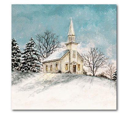 Courtside Market Church on a Hill 16x16 Canvas Wall Art